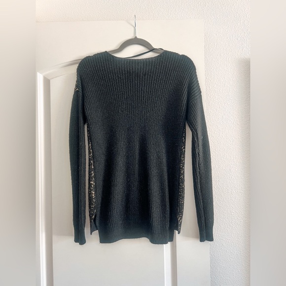 Mossimo - Black and Foil Knit V-Neck Sweater - Size S - Picture 2 of 3